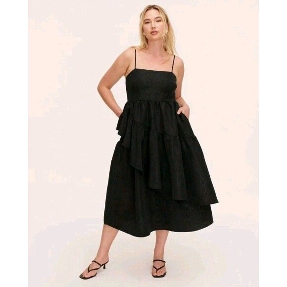Kate Spade New York x Target Tiered Ruffle Black Tank Midi Dress SM (4-6) NWT - Picture 1 of 4